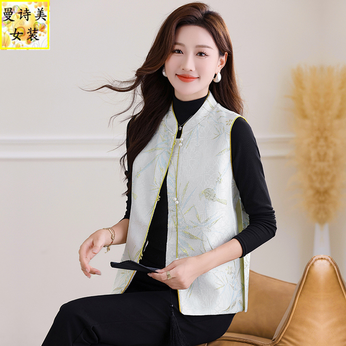 新中式国风马甲女士外穿2026年新款妈妈春秋坎肩唐装外套马夹短款