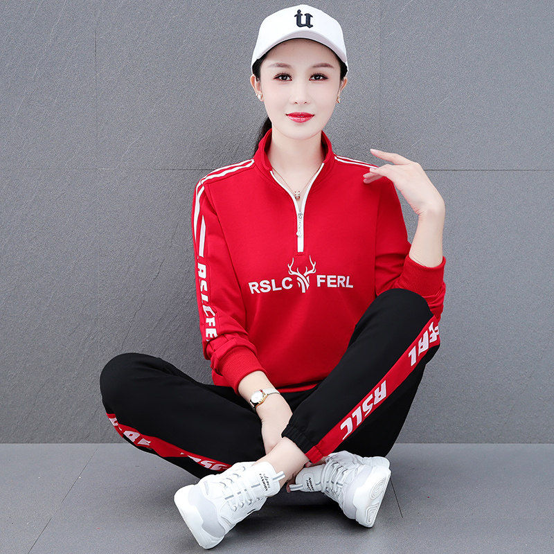 여성을위한 스탠드 칼라 댄스 캐주얼 운동복 봄 가을 2024 새로운 러닝 스타일 유행 스퀘어 댄스 의류