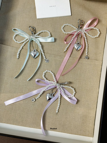 原创芭蕾法式珍珠丝带蝴蝶结miu系包包挂件高颜值挂饰手机钥匙扣