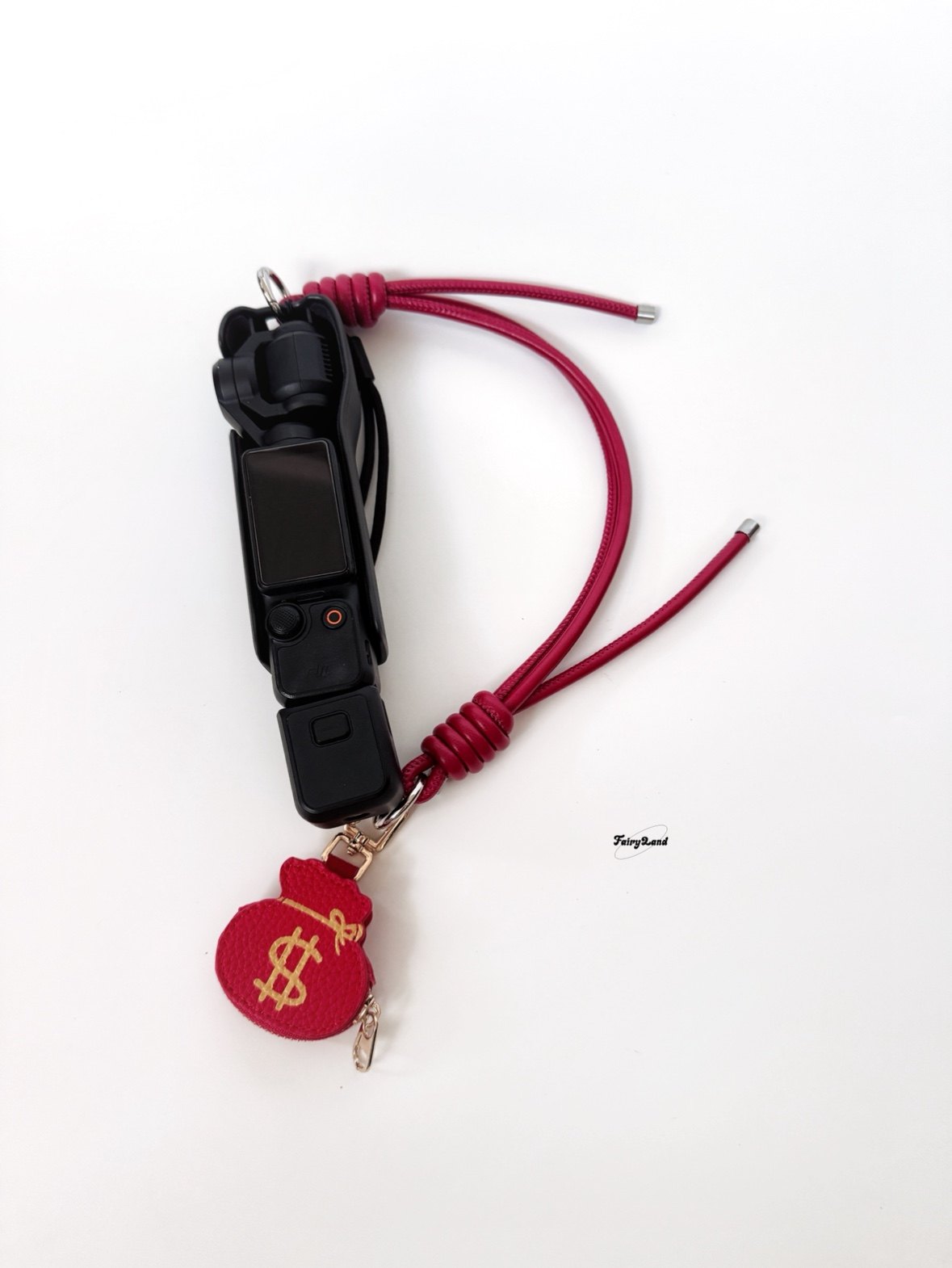 新年红色钱袋子零钱包手机链可调节pocket3相机挂绳手腕带镜头包,3C数码配件,相机腕带,淘宝优惠券,粉丝福利购,淘宝优惠卷