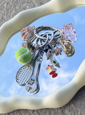 网球贝壳原创设计钥匙扣创意挂件个性包挂2th挂饰Desire同款项链