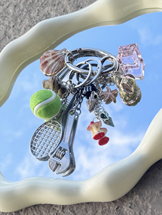 网球贝壳原创设计钥匙扣创意挂件个性 项链 包挂2th挂饰Desire同款