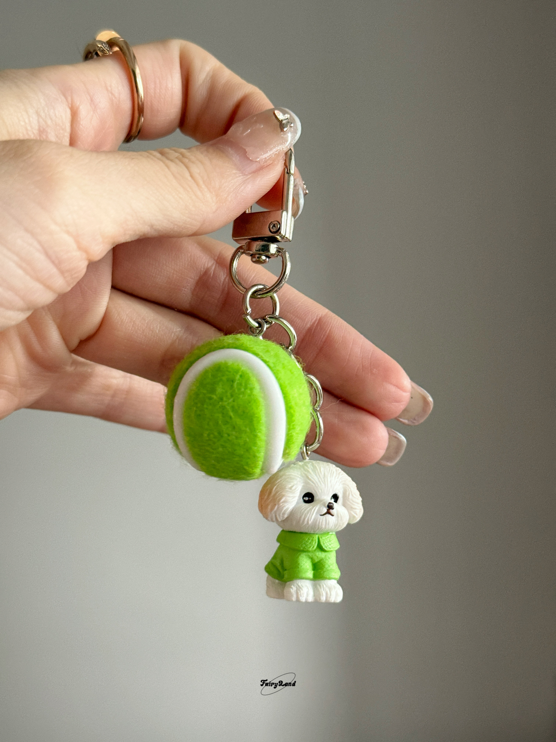 原创韩国小巧手机包挂件可爱小狗网球羽毛球足球棒球比熊钥匙扣新