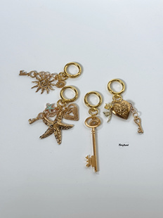 复古金色太阳神海星钥匙扣手机挂饰华丽lolita玫瑰相盒包包挂件