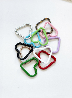 彩色铝合金心形快挂弹簧圈桃心爱心挂钩背包外挂钥匙扣烤漆登山扣