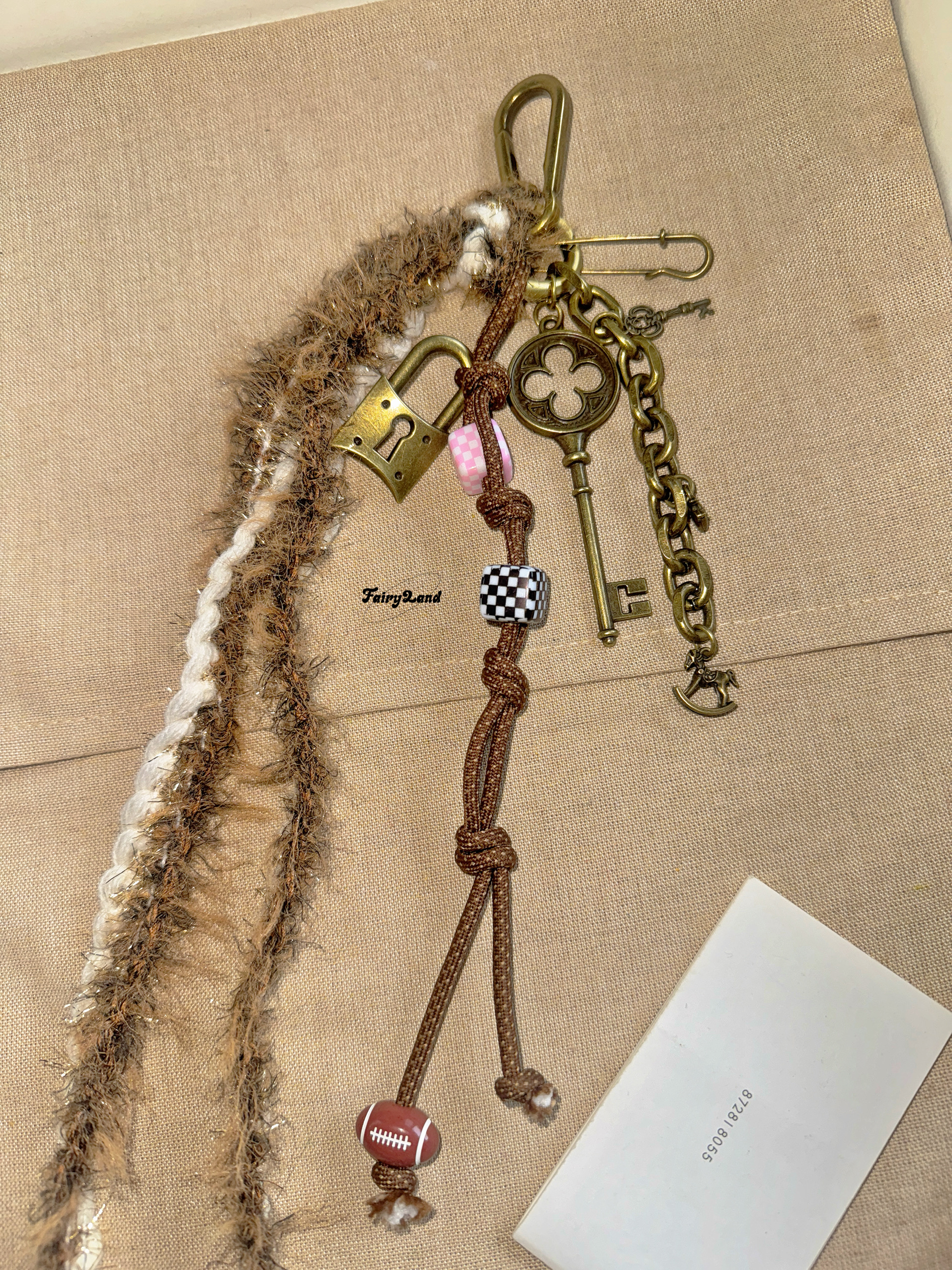 原创废土风编织包包挂件小香风复古钥匙扣挂饰小众设计感腰间配饰