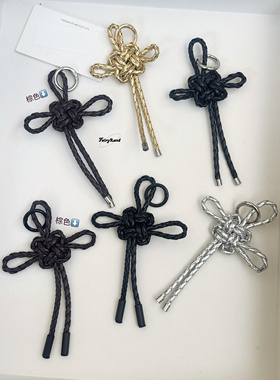 原创中国结pu皮革包包挂件平安扣编织挂绳miu系钥匙扣新年金配饰