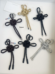 原创中国结pu皮革包包挂件平安扣编织挂绳miu系钥匙扣新年金配饰