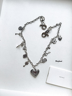 原创美人鱼复古爱心相盒腰链极繁包包挂件金属银色腰间挂饰项链