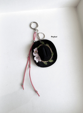 西部牛仔帽麂皮绳钢珠钥匙扣五角星包包挂件腰间钥匙扣博主同款