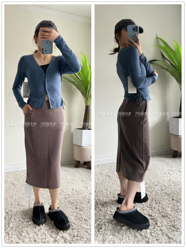 lululemon高腰商务休闲中长裙