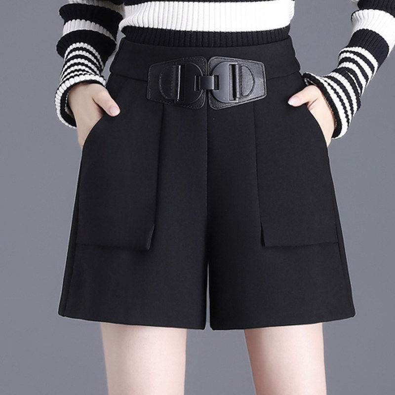 复古高腰短裤女外穿显瘦黑色A字阔腿西装短裤大码宽松休闲靴裤女,女装/女士精品,休闲裤,淘宝优惠券,粉丝福利购,淘宝优惠卷