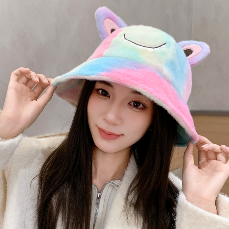 韩版可爱小怪兽针织帽女秋冬2025新款保暖毛线帽套头帽加厚渔夫帽