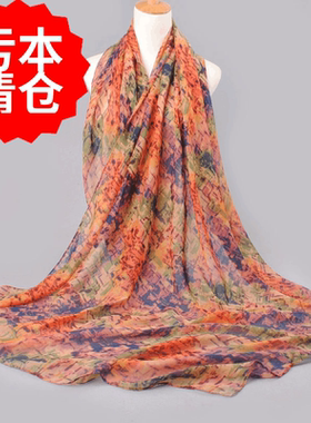 围巾女春秋薄款时尚雪纺韩版装饰