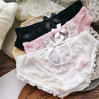 网纱后镂空蕾丝边低腰女内裤