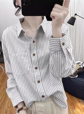 清仓捡漏复古宽松棉麻洋气衬衫外套女减龄显瘦百搭长袖翻领上衣潮