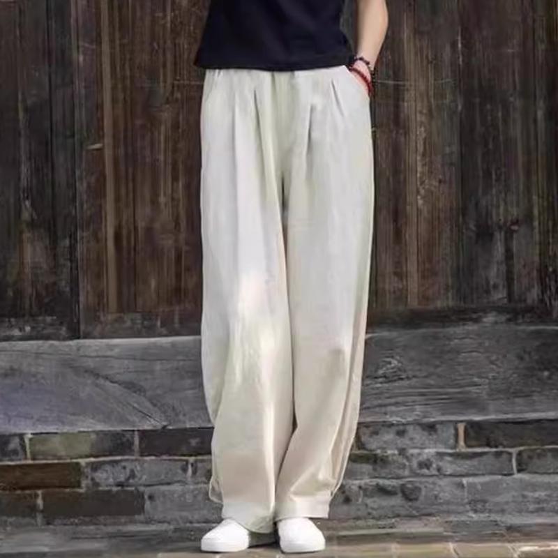 文艺宽松棉麻萝卜裤女显瘦休闲裤