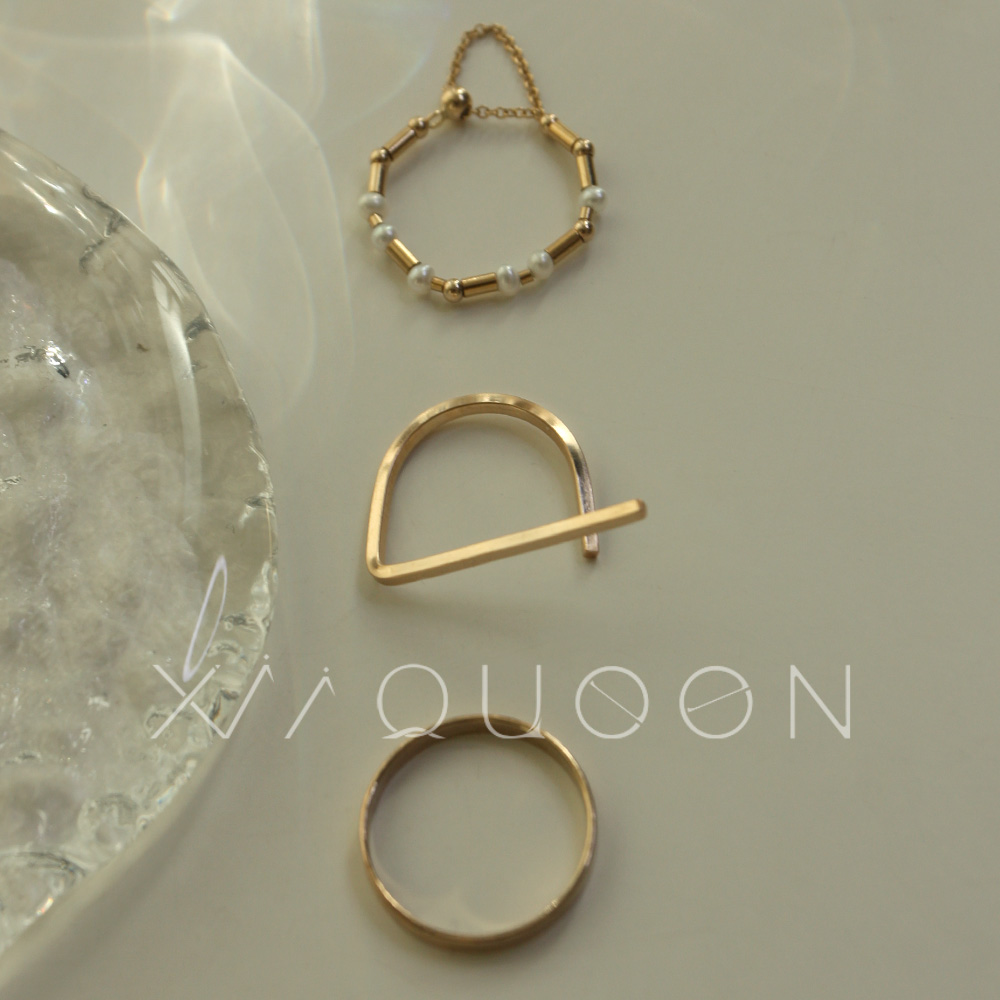 手工定制14k包金几何开口戒指