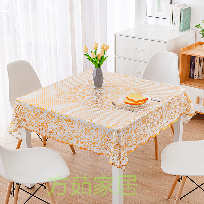正方桌布防水防烫蕾丝餐桌布塑料PVC正方形软塑料红色彩色方桌布