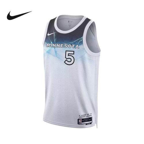 正品NIKE 男女25NBA森林狼队爱德华兹 SW篮球球衣背心FQ4350-100