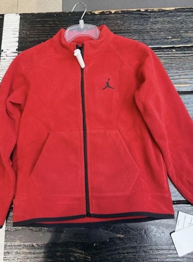 耐克Nike AJ乔丹大童软软糯糯摇粒绒保暖拉链夹克红色外套CT5374