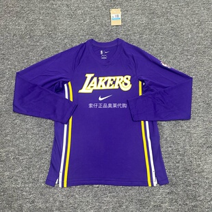 正品Nike耐克 NBA洛杉矶湖人紫金男子训练速干圆领长袖T恤 HM7019