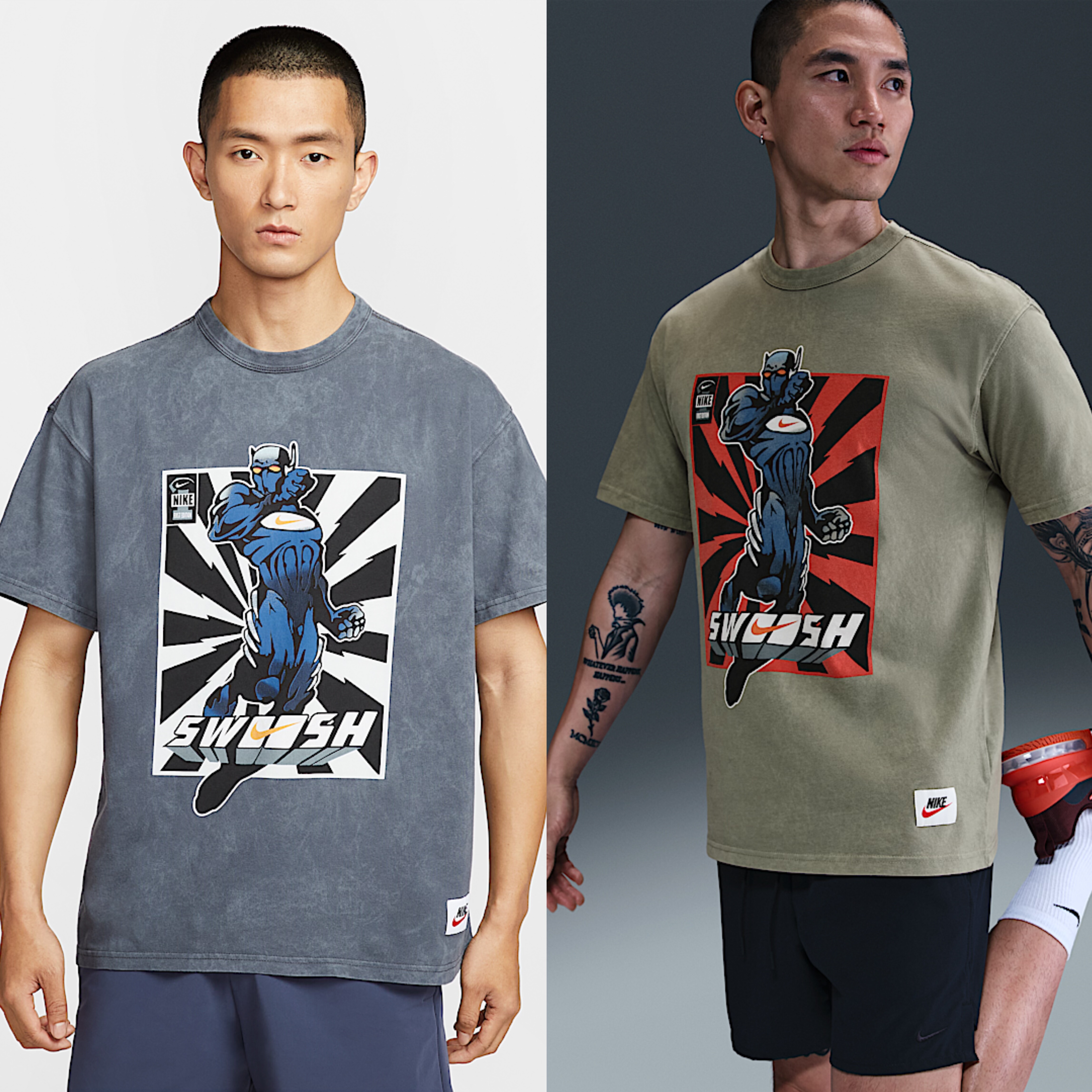 NIKE 男子夏季圆领运动休闲宽松针织短袖T恤HJ3673-320-060