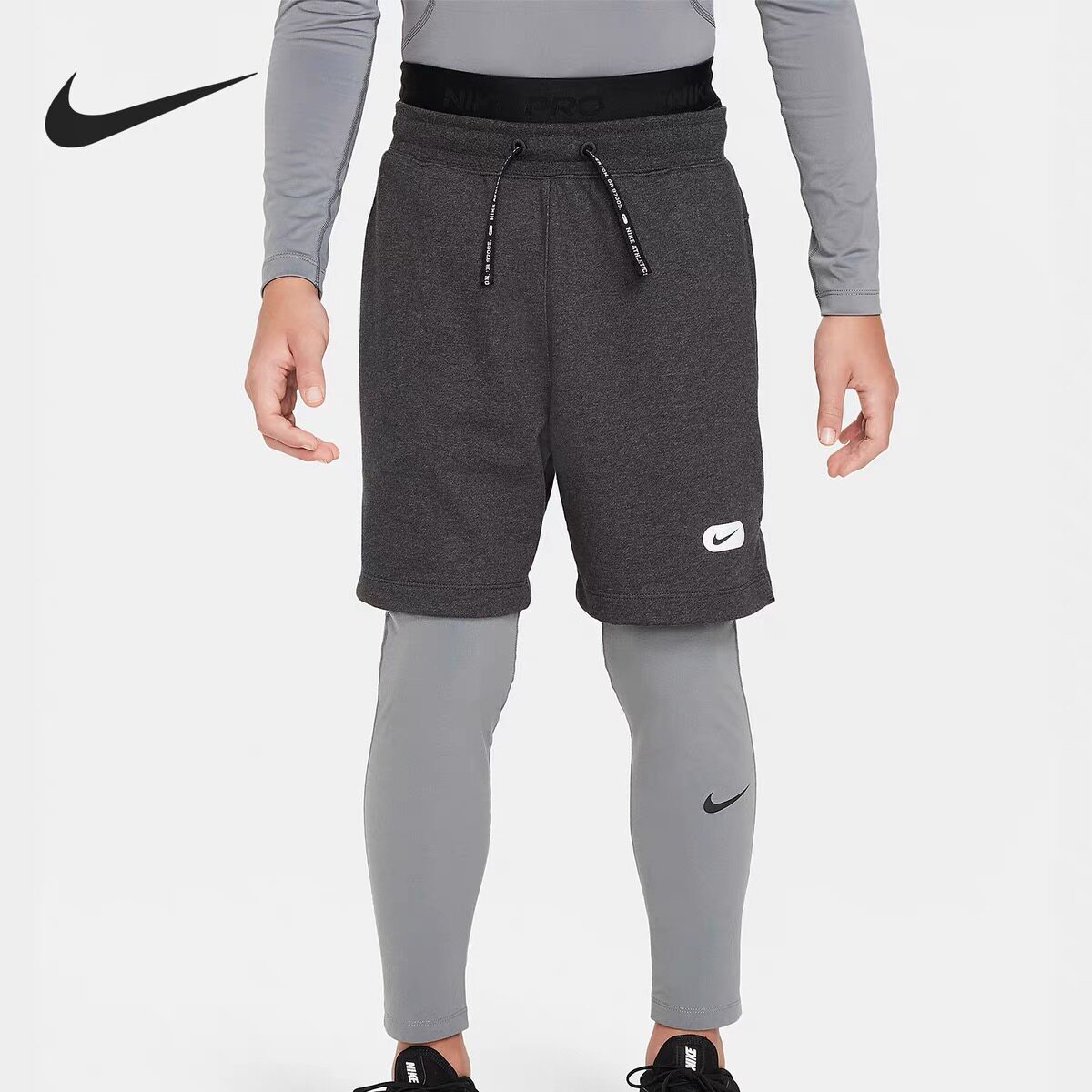 耐克/Nike Pro儿童速干健身运动弹力透气篮球打底紧身长裤FJ6821