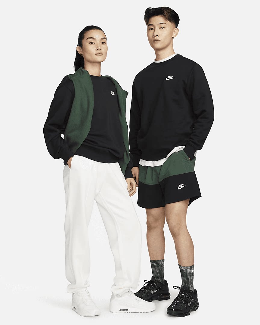 Nike/耐克 男子刺绣LOGO加绒保暖运动休闲针织圆领卫衣 BV2663