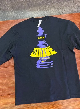 NIKE耐克 詹姆斯男子纯棉运动休闲印花针织圆领长袖T恤DV9723-010