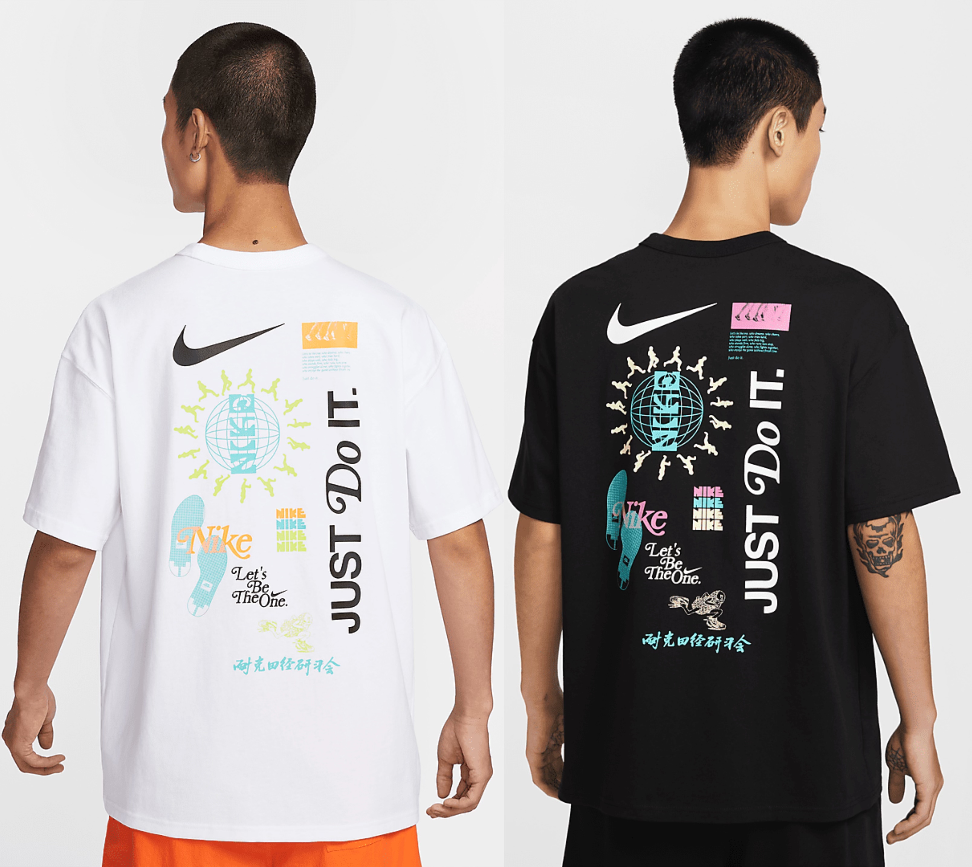 正品Nike/耐克 男子短袖背面印花圆领透气运动休闲半袖T恤 HM4454
