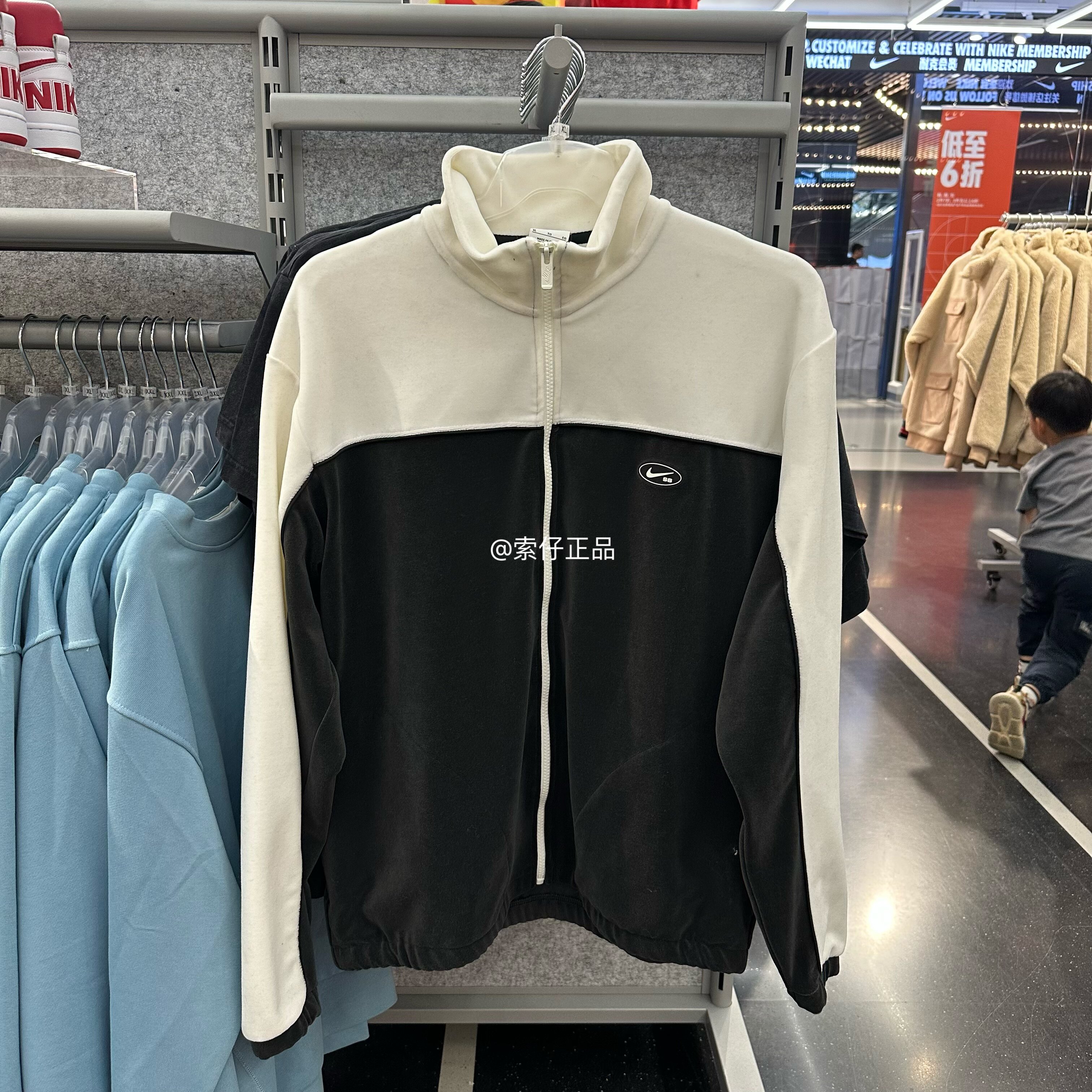 正品Nike/耐克 SB 春秋休闲男子丝绒滑板夹克复古立领外套 DD0574