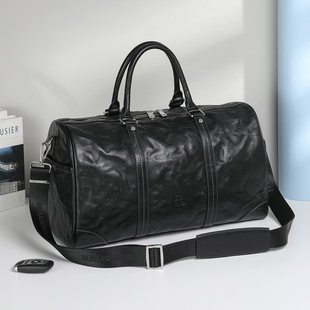 BOSSSUNWEN真皮旅行包头层牛皮男士手提旅行袋商务出差旅游大容量