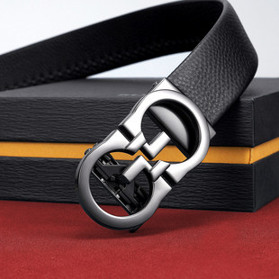 BOSSSUNWEN时尚大牌男士皮带头层牛皮自动扣真皮腰带礼盒装送男友