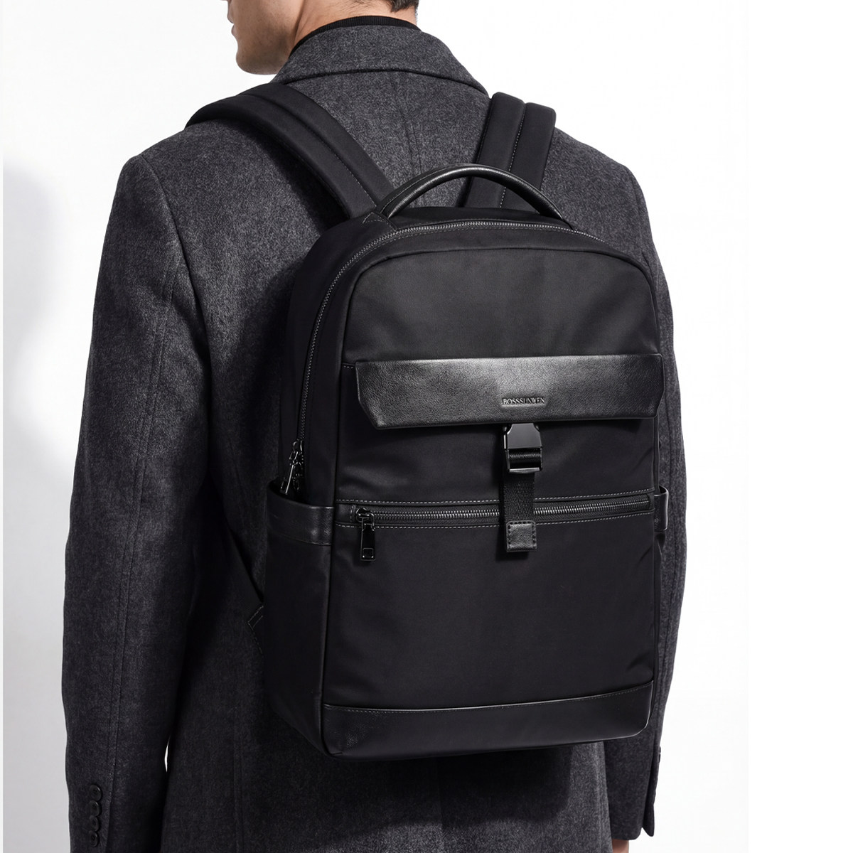 BOSSSUNWEN轻奢大牌高档男士双肩包大容量通勤休闲电脑包背包男包