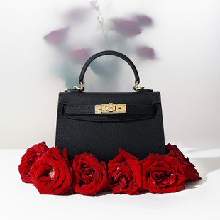 BOSSSUNWEN轻奢头层牛皮真皮凯莉包二代女包手提包女单肩斜挎包包