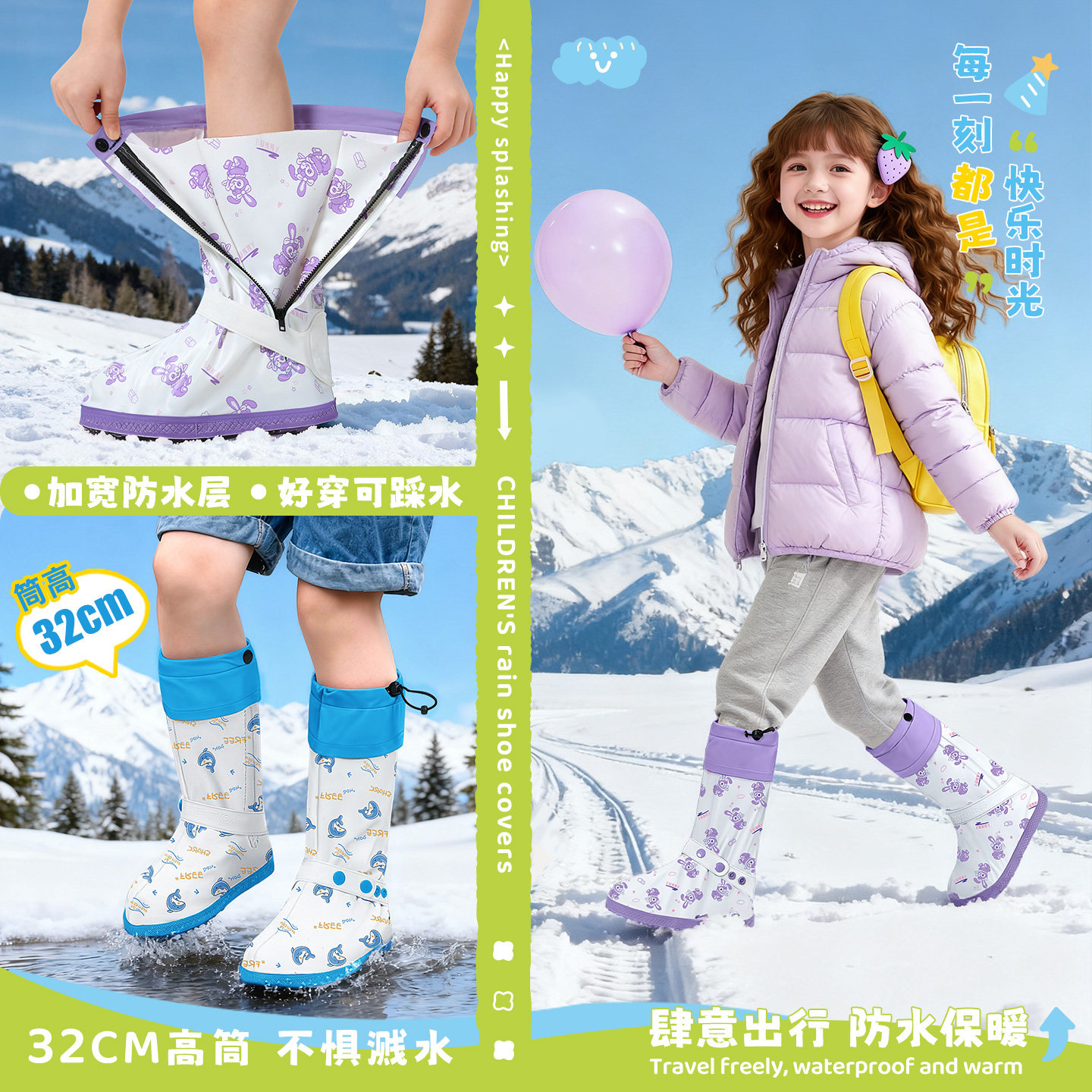 冬季儿童防雪鞋套雪地防滑耐磨东北玩雪装备防水雨鞋套学生上学用