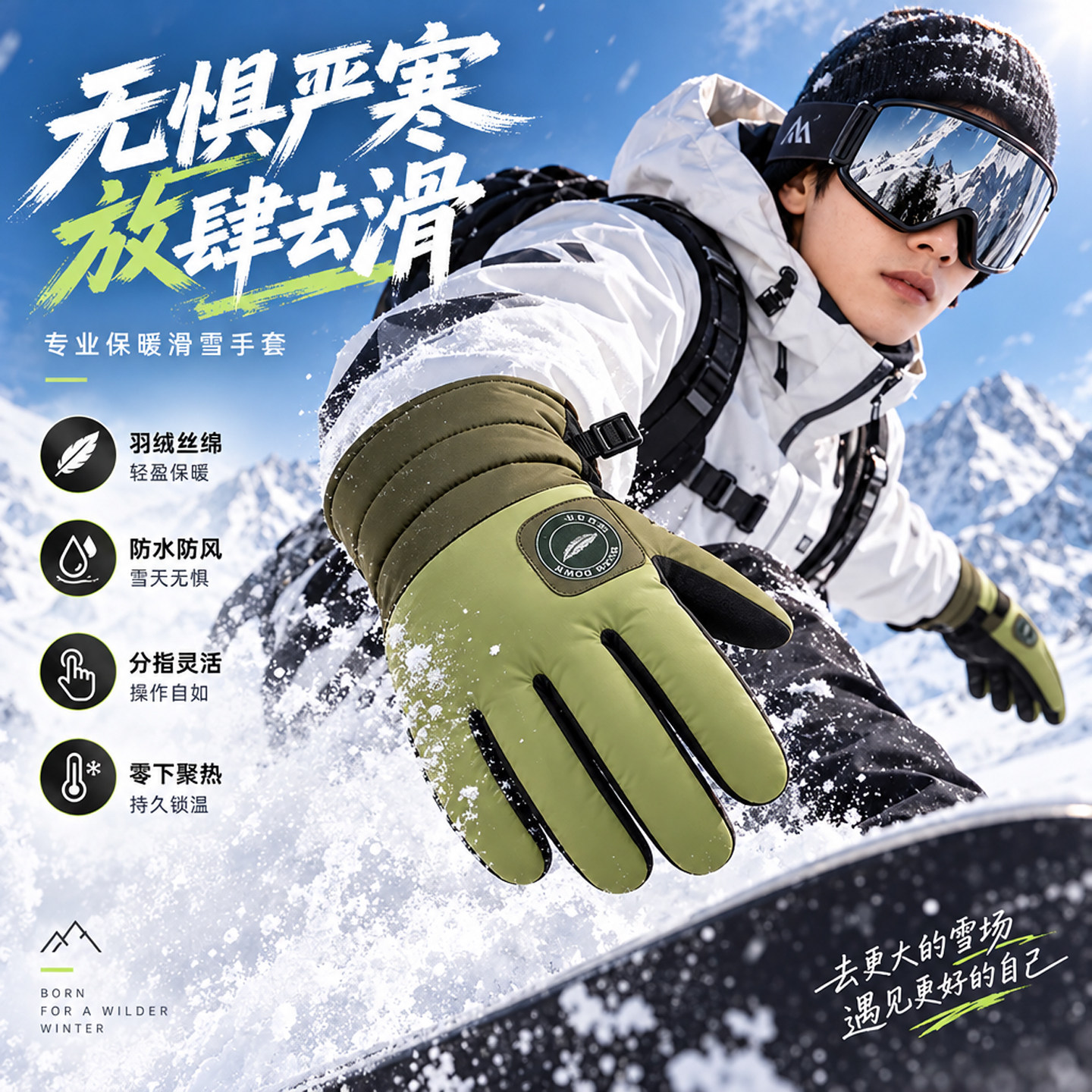 保暖手套男款可触屏防风御寒滑雪登山骑行户外专用东北零下可用