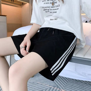 清仓捡漏广州十三行韩国高货运动短裤夏季跑步休闲条纹a字阔腿裤