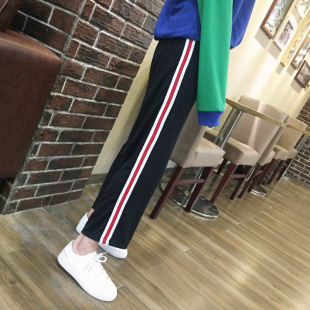 大码新款春秋潮港味原宿BF风运动裤女学生韩版宽松校服百搭哈伦裤