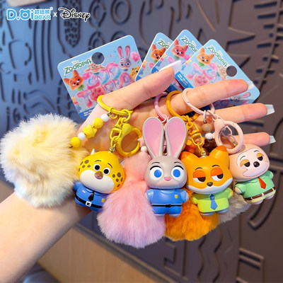 正版迪士尼疯狂动物城豹警官闪电玩偶钥匙扣可爱公仔包包挂件链
