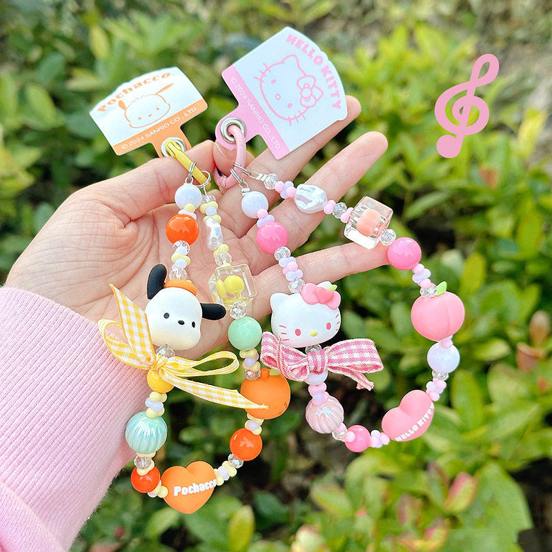 正版三丽鸥hellokitty女精致书包挂件手机壳防丢挂绳汽车钥匙扣链