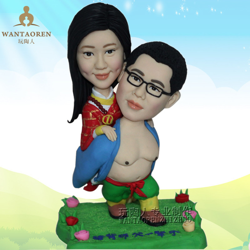 俏皮背造型--diy真人公仔玩偶泥人蜡像人像 软陶公仔人偶定制礼物