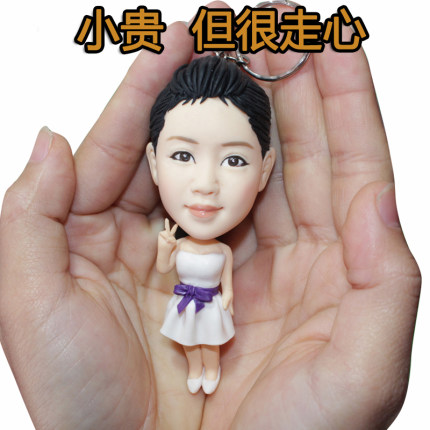照片定制情侣钥匙扣创意惊喜生日礼物送女生闺蜜朋友真人公仔礼物