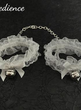 Obedience秘密花园*黑白色蕾丝铃铛手环脚环
