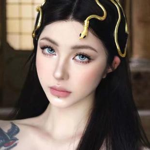 神秘感古希腊金蛇秀场盘绕头上扭曲的长蛇发饰发箍头饰项链两用款