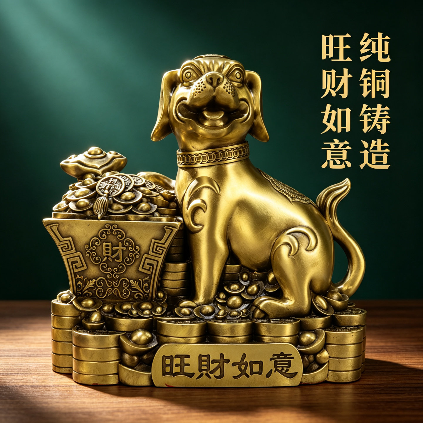 纯黄铜生肖狗摆件西北缺角补角