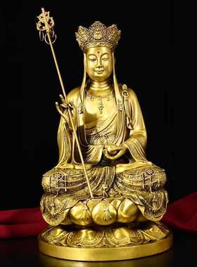 纯铜地藏王菩萨金身小佛像摆件