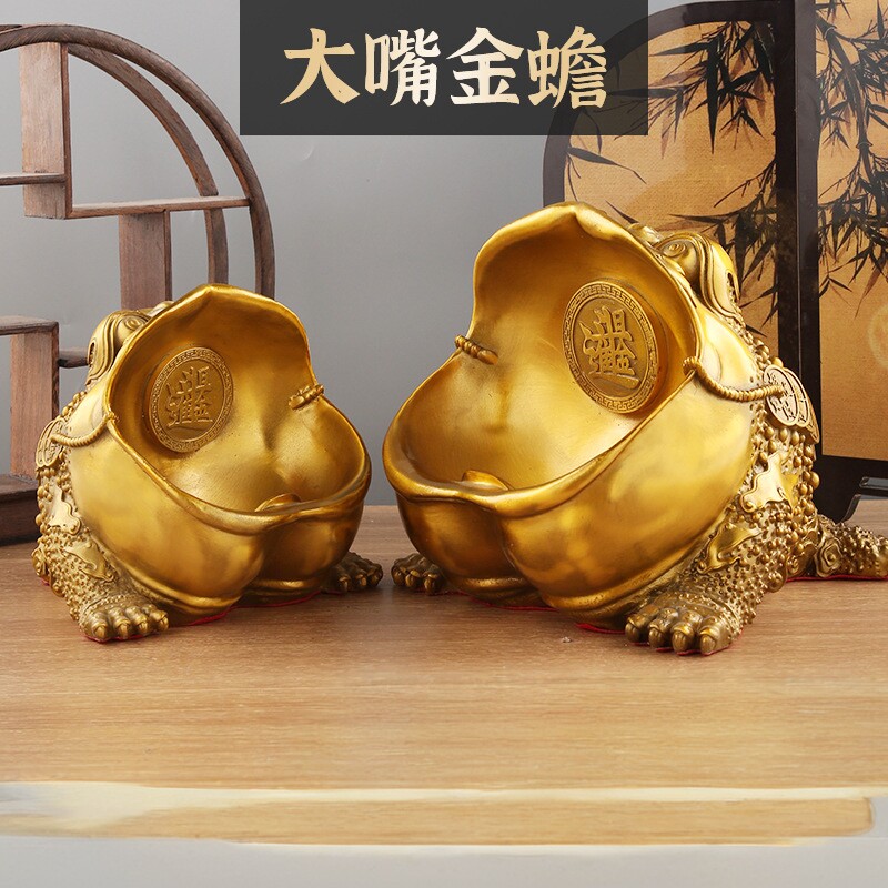 批发黄铜大号金蟾开业收银摆件精工蟾蜍金蟾家居办公摆设
