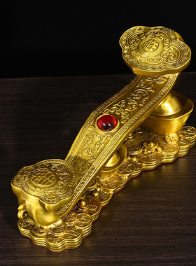 客厅中式铜金钱如意摆件